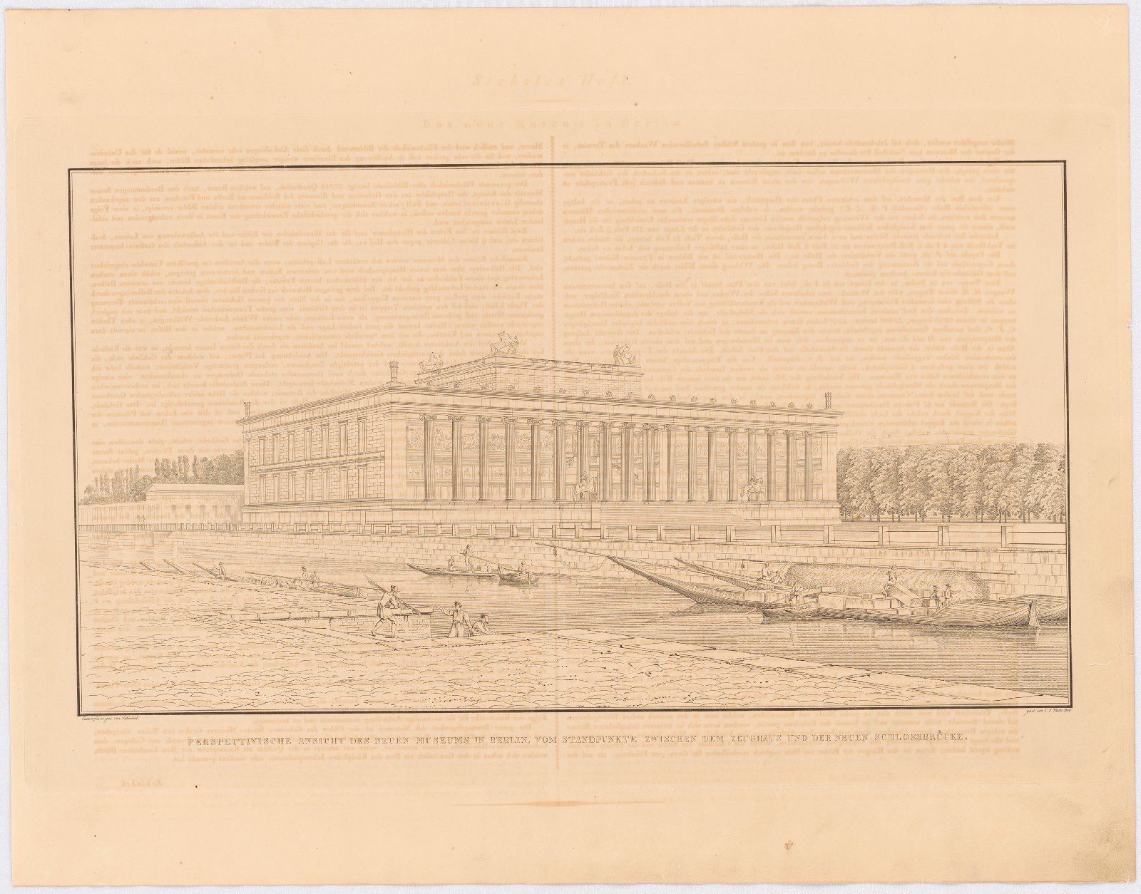 Karl Friedrich Schinkel (1781–1841), perspective drawing of the Altes Museum's exterior (1858). Source: _Architekturmuseum TU Berlin, Inv. Nr. SAE 1858,037_.